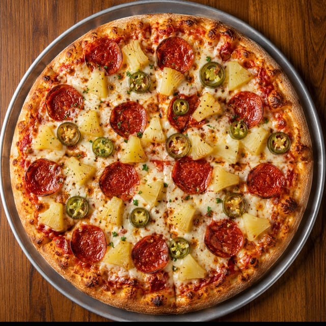 Spicy Hawaiian Pizza.